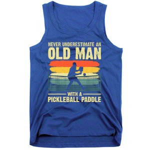 Cool Pickleball Never Underestimate An Old Man With A Pickleball Paddle Gift Tank Top