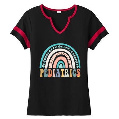 Christmas Pediatrics Nurse Pediatrician Peds Crew Flowers Gift Ladies Halftime Notch Neck Tee