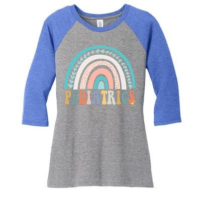 Christmas Pediatrics Nurse Pediatrician Peds Crew Flowers Gift Women's Tri-Blend 3/4-Sleeve Raglan Shirt