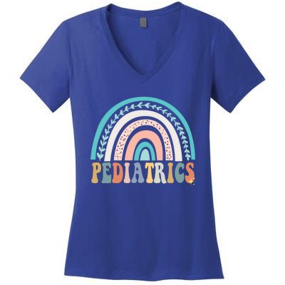 Christmas Pediatrics Nurse Pediatrician Peds Crew Flowers Gift Women's V-Neck T-Shirt