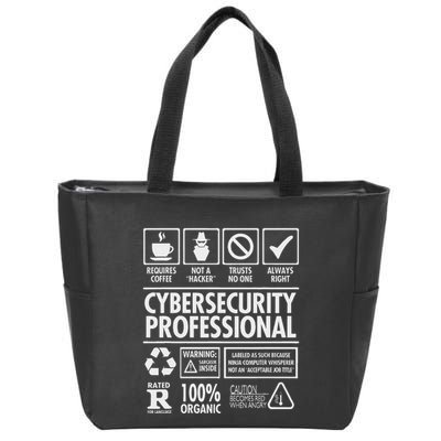 Cybersecurity Professional Not A Hacker Funny Job Zip Tote Bag
