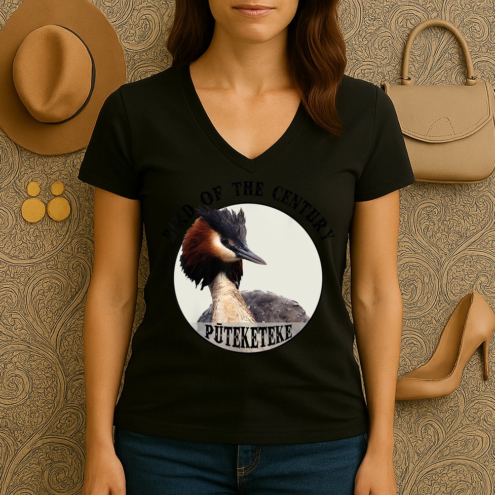 Cute Puteketeke New ZealandS Bird Of The Century Flower Women's V-Neck T-Shirt
