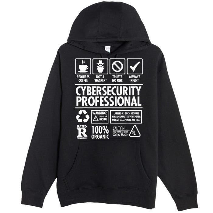 Cybersecurity Professional Not A Hacker Premium Pullover Hoodie
