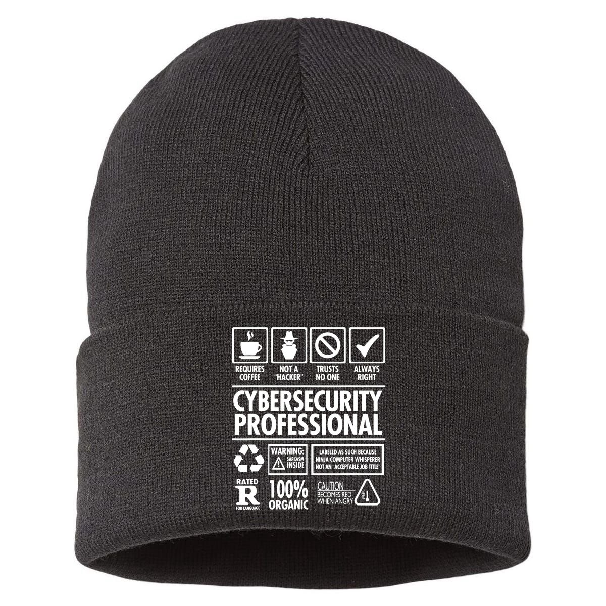 Cybersecurity Professional Not A Hacker Sustainable Knit Beanie