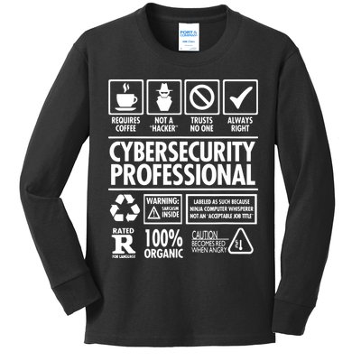 Cybersecurity Professional Not A Hacker Kids Long Sleeve Shirt