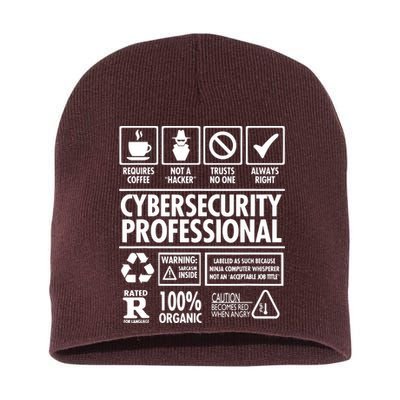 Cybersecurity Professional Not A Hacker Short Acrylic Beanie