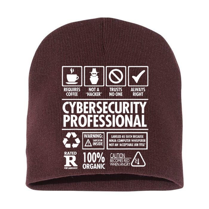 Cybersecurity Professional Not A Hacker Short Acrylic Beanie