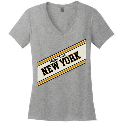 Clifton Park New York Varsity Logo Women's V-Neck T-Shirt