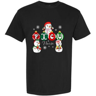 Christmas PICU Nurse Snowman Pediatric ICU Crew Xmas  Garment-Dyed Heavyweight T-Shirt