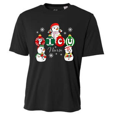 Christmas PICU Nurse Snowman Pediatric ICU Crew Xmas  Cooling Performance Crew T-Shirt