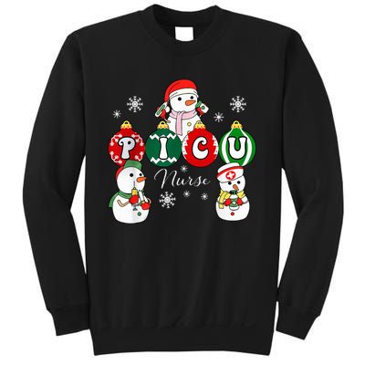 Christmas PICU Nurse Snowman Pediatric ICU Crew Xmas  Sweatshirt