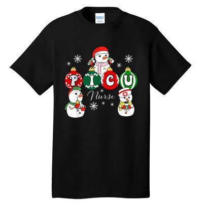 Christmas PICU Nurse Snowman Pediatric ICU Crew Xmas  Tall T-Shirt