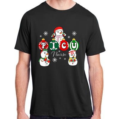 Christmas PICU Nurse Snowman Pediatric ICU Crew Xmas  Adult ChromaSoft Performance T-Shirt