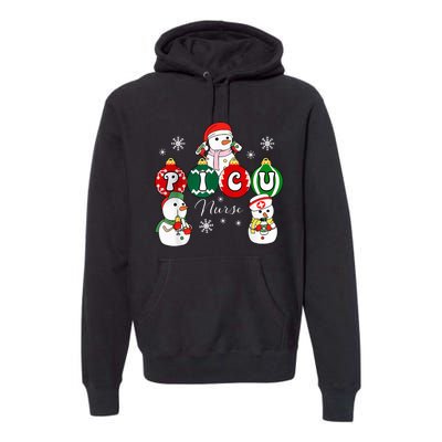 Christmas PICU Nurse Snowman Pediatric ICU Crew Xmas  Premium Hoodie