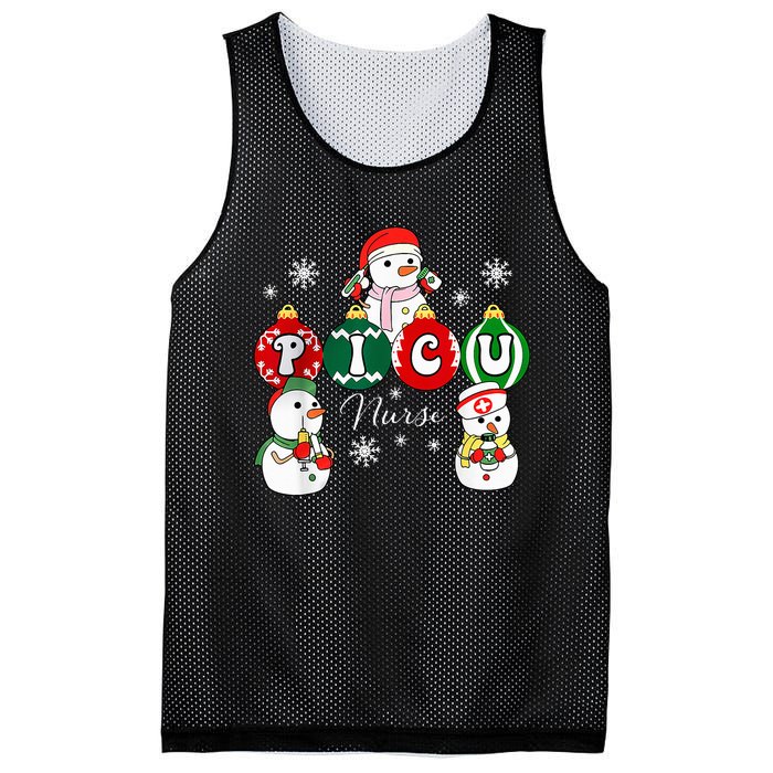 Christmas PICU Nurse Snowman Pediatric ICU Crew Xmas  Mesh Reversible Basketball Jersey Tank