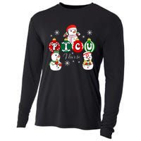 Christmas PICU Nurse Snowman Pediatric ICU Crew Xmas  Cooling Performance Long Sleeve Crew