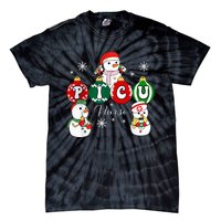 Christmas PICU Nurse Snowman Pediatric ICU Crew Xmas  Tie-Dye T-Shirt