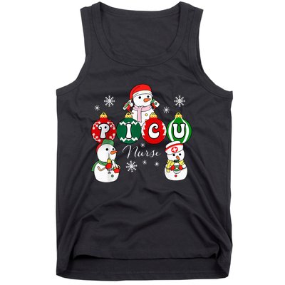 Christmas PICU Nurse Snowman Pediatric ICU Crew Xmas  Tank Top