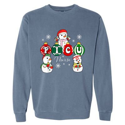 Christmas PICU Nurse Snowman Pediatric ICU Crew Xmas  Garment-Dyed Sweatshirt