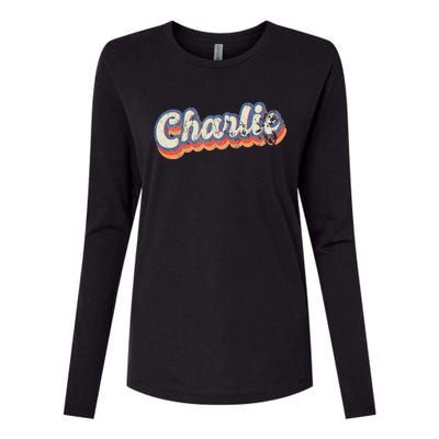 Charlie Personalized Name Custom Lettering 70s Womens Cotton Relaxed Long Sleeve T-Shirt