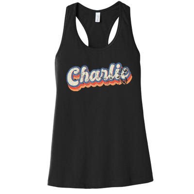 Charlie Personalized Name Custom Lettering 70s Women's Racerback Tank