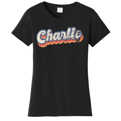 Charlie Personalized Name Custom Lettering 70s Women's T-Shirt