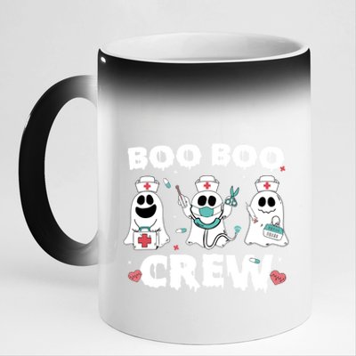 Cute Pediatric Nurse Halloween Ghost Rn Boo Boo Crew Gift 11oz Black Color Changing Mug