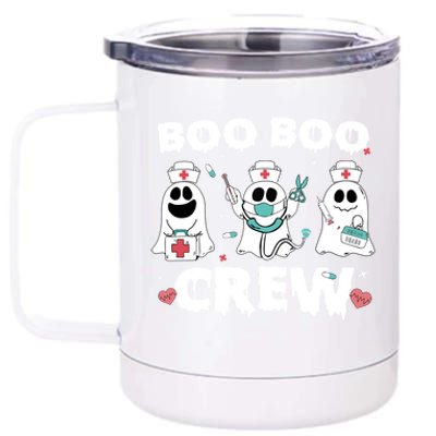 Cute Pediatric Nurse Halloween Ghost Rn Boo Boo Crew Gift 12 oz Stainless Steel Tumbler Cup