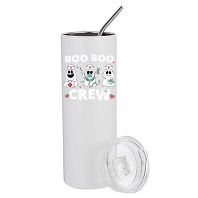 Cute Pediatric Nurse Halloween Ghost Rn Boo Boo Crew Gift Stainless Steel Tumbler