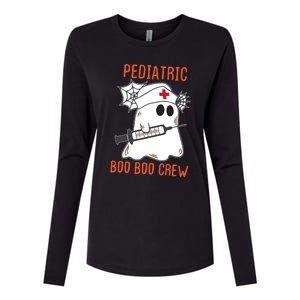 Cute Pediatric Nurse Halloween Ghost Rn Boo Boo Crew Cute Gift Womens Cotton Relaxed Long Sleeve T-Shirt