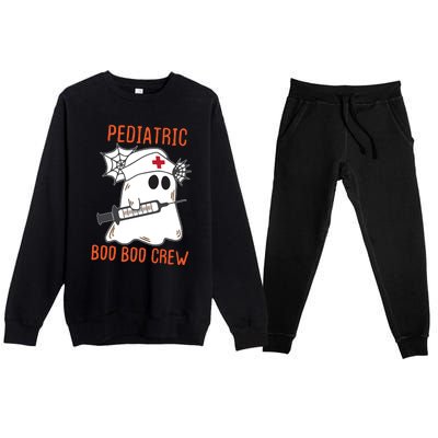 Cute Pediatric Nurse Halloween Ghost Rn Boo Boo Crew Cute Gift Premium Crewneck Sweatsuit Set