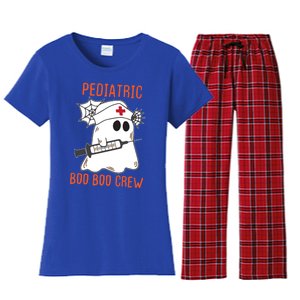 Cute Pediatric Nurse Halloween Ghost Rn Boo Boo Crew Cute Gift Women's Flannel Pajama Set