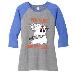 Cute Pediatric Nurse Halloween Ghost Rn Boo Boo Crew Cute Gift Women's Tri-Blend 3/4-Sleeve Raglan Shirt