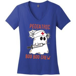 Cute Pediatric Nurse Halloween Ghost Rn Boo Boo Crew Cute Gift Women's V-Neck T-Shirt