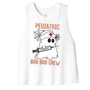 Cute Pediatric Nurse Halloween Ghost Rn Boo Boo Crew Cute Gift Women's Racerback Cropped Tank