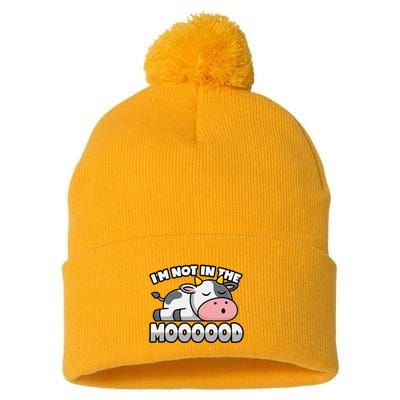 Cow Pun Not In The Mood Calf & Cattle Pom Pom 12in Knit Beanie