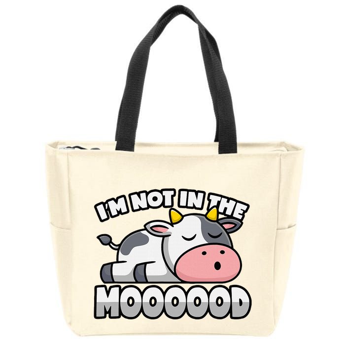 Cow Pun Not In The Mood Calf & Cattle Zip Tote Bag