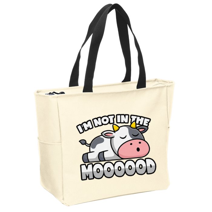 Cow Pun Not In The Mood Calf & Cattle Zip Tote Bag