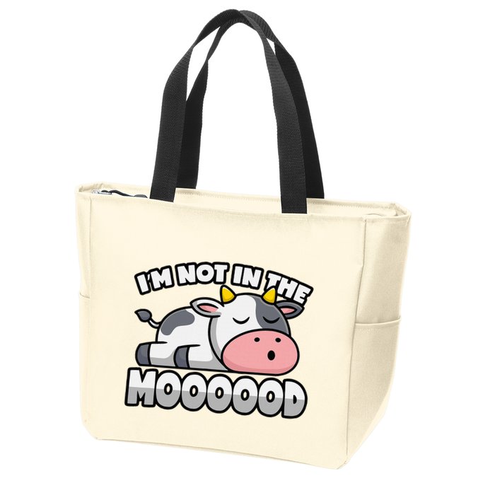 Cow Pun Not In The Mood Calf & Cattle Zip Tote Bag