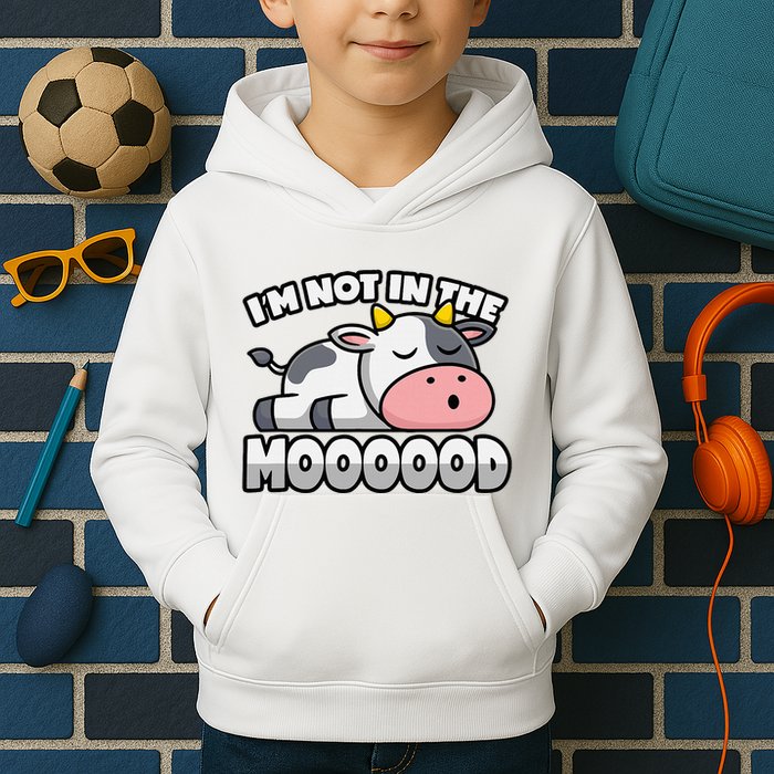 Cow Pun Not In The Mood Calf & Cattle Kids Hoodie