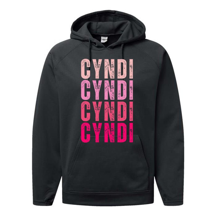 Cyndi Personalized Name I Love Cyndi Vintage Performance Fleece Hoodie