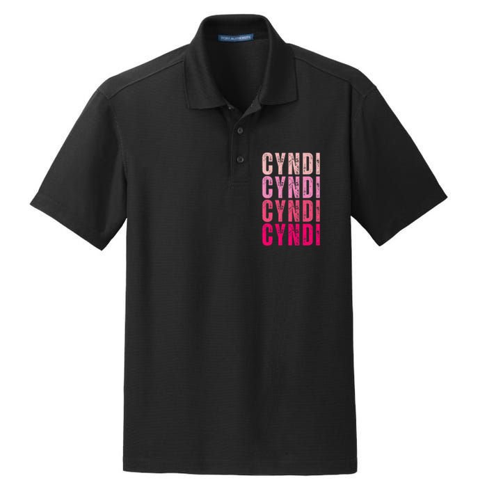 Cyndi Personalized Name I Love Cyndi Vintage Dry Zone Grid Polo