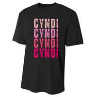 Cyndi Personalized Name I Love Cyndi Vintage Performance Sprint T-Shirt