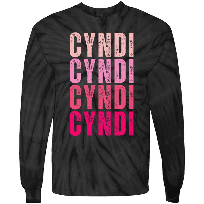 Cyndi Personalized Name I Love Cyndi Vintage Tie-Dye Long Sleeve Shirt