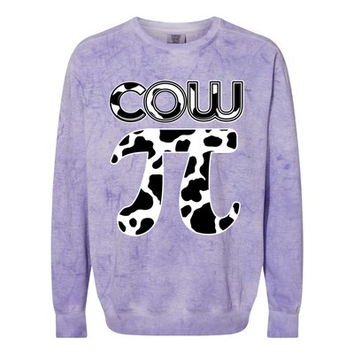 Cow Pi National Pi Day Farmer Pun Math Numbers 3 14 March 14 Gift Colorblast Crewneck Sweatshirt