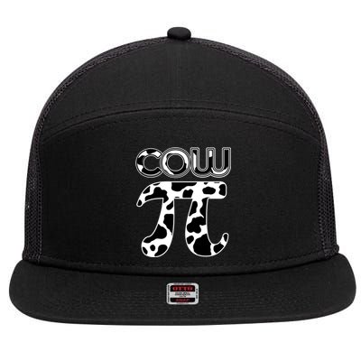 Cow Pi National Pi Day Farmer Pun Math Numbers 3 14 March 14 Gift 7 Panel Mesh Trucker Snapback Hat