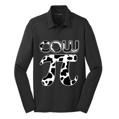 Cow Pi National Pi Day Farmer Pun Math Numbers 3 14 March 14 Gift Silk Touch Performance Long Sleeve Polo