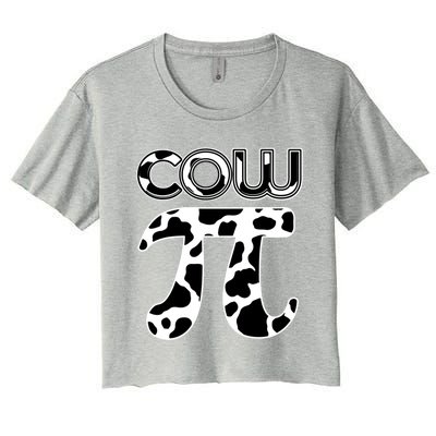 Cow Pi National Pi Day Farmer Pun Math Numbers 3 14 March 14 Gift Women's Crop Top Tee