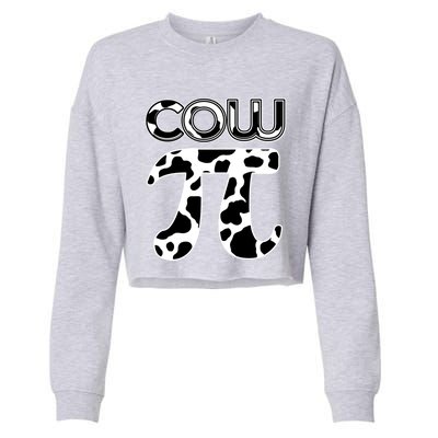 Cow Pi National Pi Day Farmer Pun Math Numbers 3 14 March 14 Gift Cropped Pullover Crew