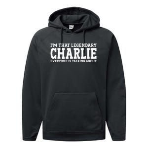 Charlie Personal Name Funny Charlie Performance Fleece Hoodie